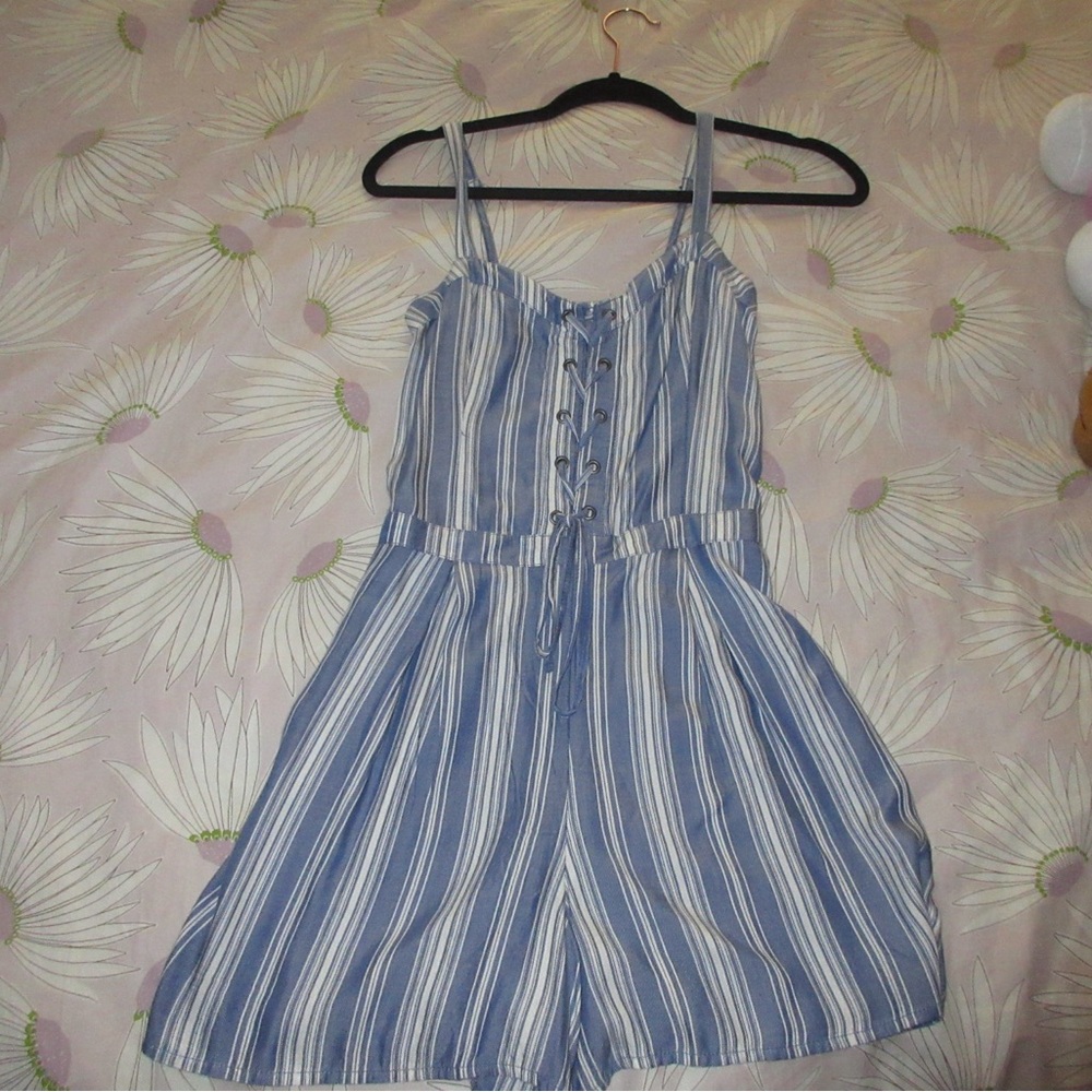 Hollister Blue Striped Jumpsuit